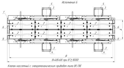Габаритно-присоединительные размеры противопожарного клапана прямоугольного сечения